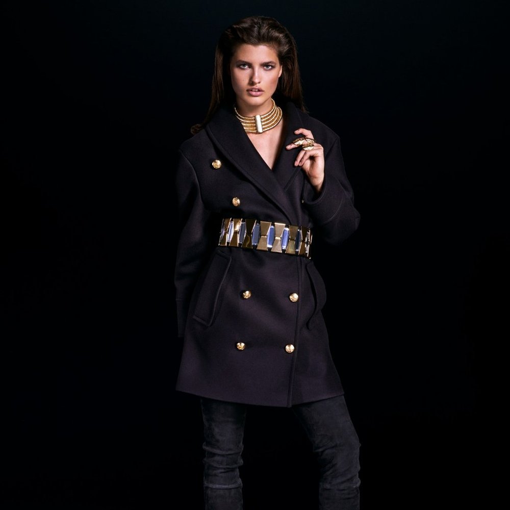 Balmain x H&M Wool Double Breasted Belted Coat US Size 8